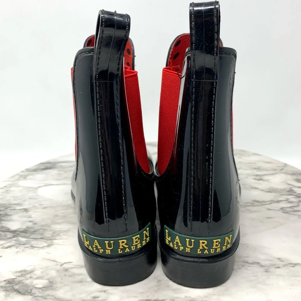 Lauren Ralph Lauren Tally Chelsea Rain Booties 6 Academic Preppy Classic Neural - Picture 5 of 13